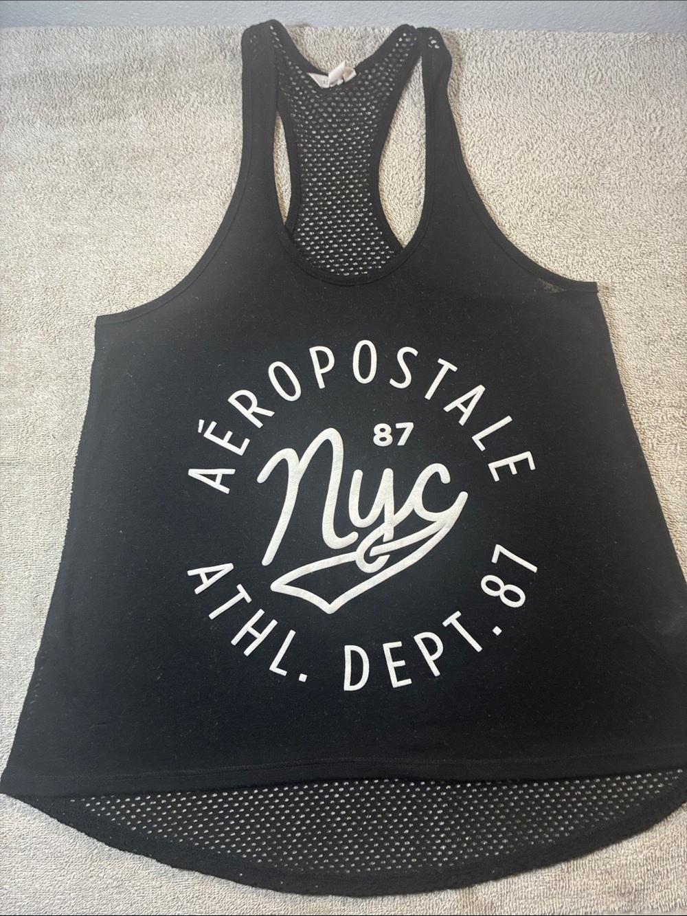 Aeropostale Black Mesh-Back NYC Athletic Tank